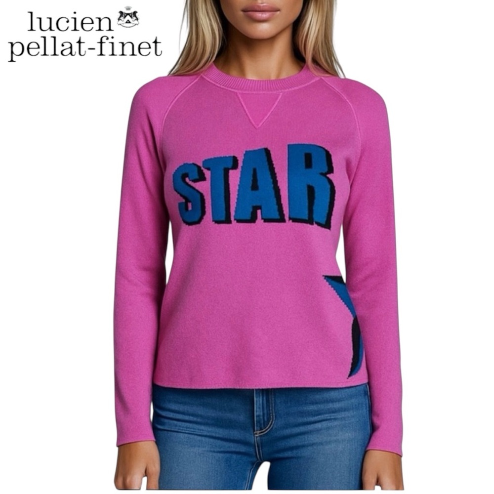 Lucien Pellat-Finet Pink Star Graphic Sweater Cotton Cashmere Blend S Italy
